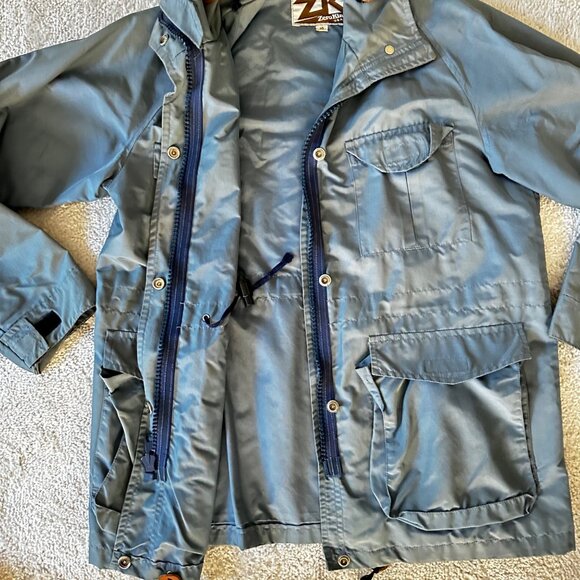 Vintage 60s/70s Zero King Slate Gray Hooded Rain Jacket Sz 10 - Picture 5 of 11